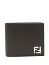 Fendi Brown Bi-fold Wallet With Squared Ff Motif In Leather Man In Multicolor