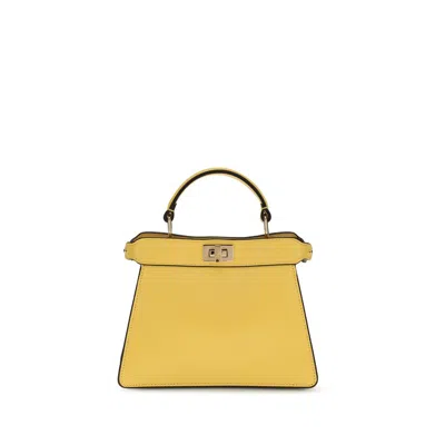 Fendi Bicolor Calf Leather Bos Taurus Handbag In Gold