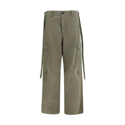Fendi Bicolor Cotton Cargo Pants In Green