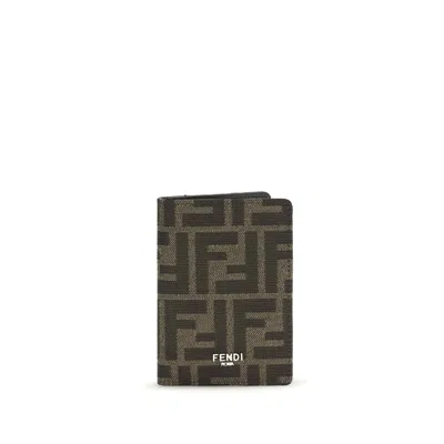 Fendi Bicolor Polyester Wallet In Brown