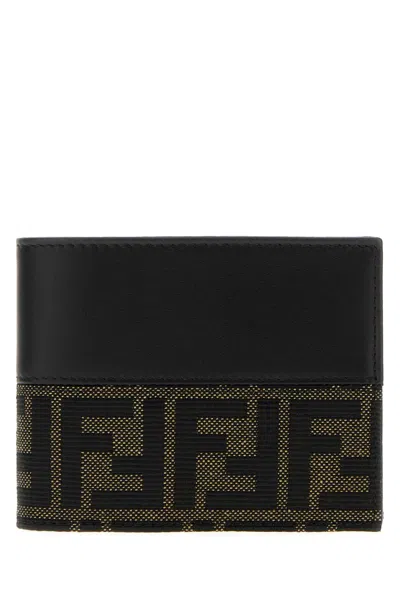 Fendi Ff Jacquard Wallet In Black