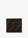 Fendi Men Bifold Ff Jacquard Fabric Wallet In Brown