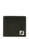 Fendi Ff Leather And Canvas Brown Bi-fold Wallet Men In Green