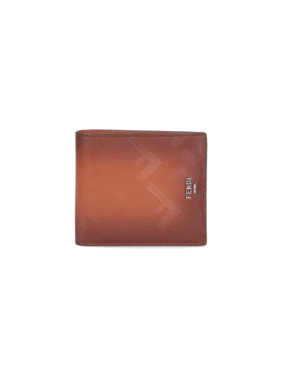 Fendi Bifold Logo Wallet In Brown