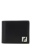Fendi Ff Print Leather Bi-fold Wallet Accessories In Black