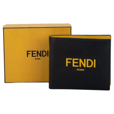 Pre-owned Fendi Bifold Wallet Black/yellow Nib