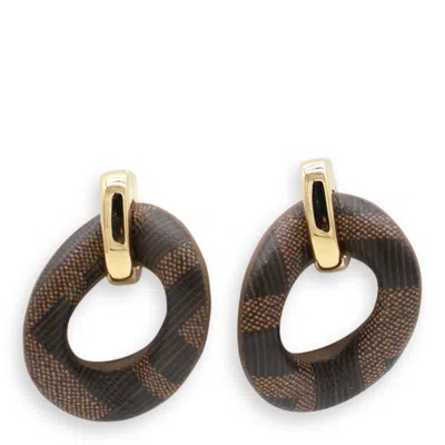 Fendi Brown Ff Leather Earrings
