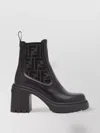 Fendi Women Domino Leather Boots In Black