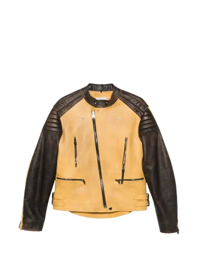 Fendi Biker-style Leather Jacket In Brown