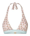 Fendi Ff Waves Triangle Bikini Top With Lace-up Details In Pink