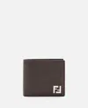 Fendi Leather And Ff Fabric Wallet In Brown