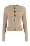 Fendi Biscuit Cotton Blend Cardigan In Brown