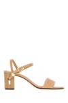 Fendi Delfina Ff Leather Block-heel Sandals