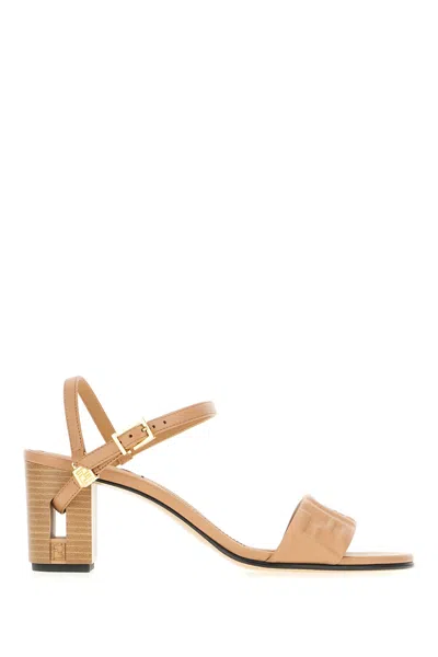 Fendi Biscuit Fabric Delfina Sandals In Rosa