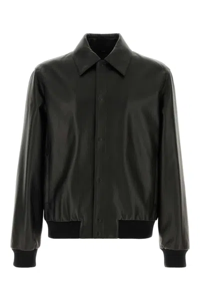 Fendi Black Leather Bomber Jacket