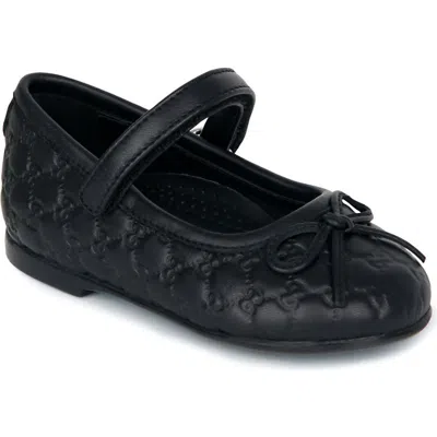Fendi Kids' Black Agatha Leather Shoes 6 Months-5 Years Eur 38 / 5 Uk In Pattern