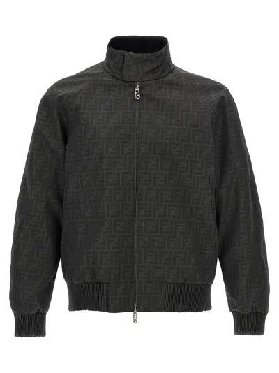 FENDI BLACK ALL OVER LOGO PRINT JACKET