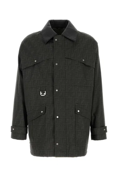 Fendi Brown Ff Jacket In Black