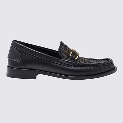 Fendi Black And Brown Leather Loafers