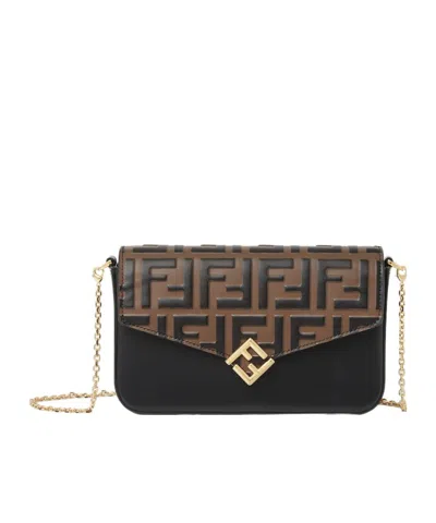 Fendi Black And Brown Leather Wallet