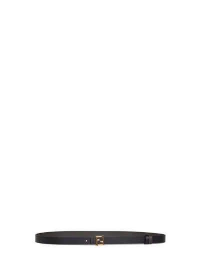 Fendi Black And Ebony Leather 20 Mm Reversible Ff Belt