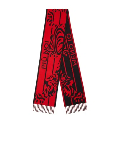 Fendi Black And Red Wool And Cashmere Scarf