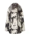 Fendi Black And White Frosted Fauna Wool Coat In Multi