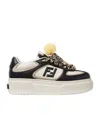 Fendi Black And White Leather Platform Low-tops In Multi