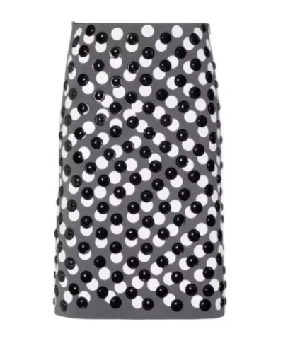 Fendi Black And White Polka-dot Viscose Skirt In Gray