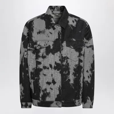 Fendi Black Animalier Denim Jacket For Women In Animal Print