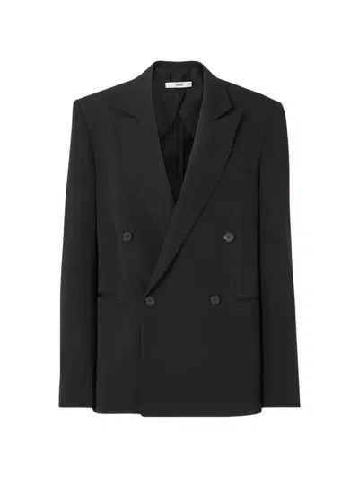 Fendi Double-breasted Virgin Wool Blazer With Pointed Lapels In Black