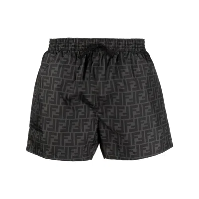 Fendi Logo Detailed Drawstring Swim Shorts In Multi