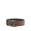 Fendi "squared Ff" Reversible Belt In Brown