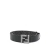 Fendi Cintura Reversibile Squared Ff In Pelle E Tela In Black