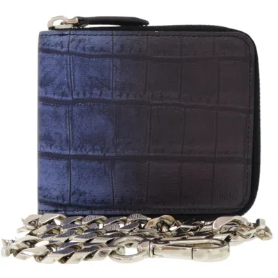 Pre-owned Fendi Black Blue Leather Wallet (bi-fold) () In Multi