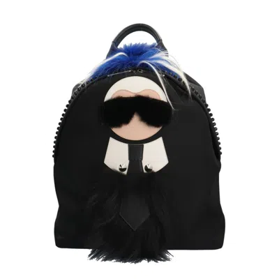 Pre-owned Fendi Black Blue Nylon Backpack ()