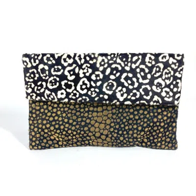 Pre-owned Fendi Black Brown Canvas Leather Clutch Bag () In Multi