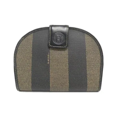 Pre-owned Fendi Black Brown Coated Canvas Wallet (bi-fold) ()