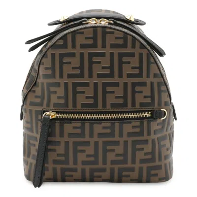 Pre-owned Fendi Black Brown Leather Backpack () In Multi