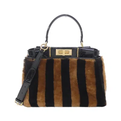 Pre-owned Fendi Black Brown Leather Handbag Shoulder Bag ()