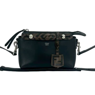 Pre-owned Fendi Black Brown Leather Handbag Shoulder Bag () In Black, Brown