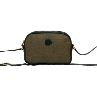 Pre-owned Fendi Black Brown Leather Pvc Pochette Shoulder Bag ()