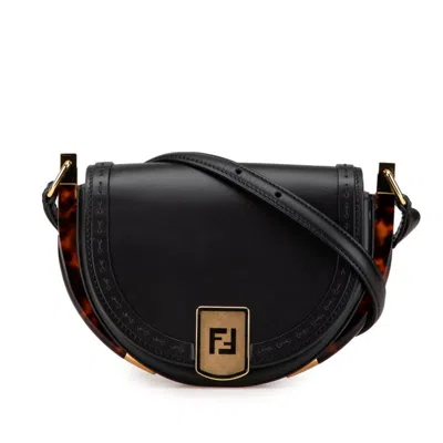 Pre-owned Fendi Black Brown Leather Shoulder Bag ()