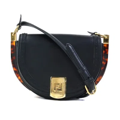 Pre-owned Fendi Black Brown Leather Shoulder Bag () In Black, Brown