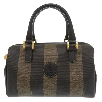 Pre-owned Fendi Black Brown Pvc Leather Boston Bag Handbag () In Multi