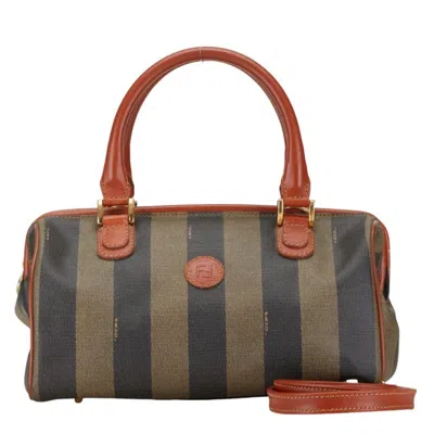 Pre-owned Fendi Black Brown Pvc Leather Handbag Shoulder Bag () In Black, Brown