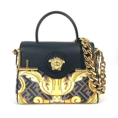 Pre-owned Fendi Black Brown Pvc Leather Handbag Shoulder Bag () In Black, Brown