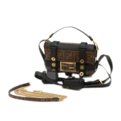 Pre-owned Fendi Black Brown Pvc Leather Pouch Shoulder Bag ()