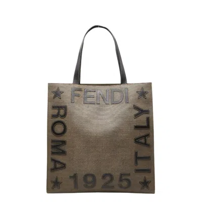 Pre-owned Fendi Black Brown Pvc Leather Shoulder Bag Tote Bag () In Multi