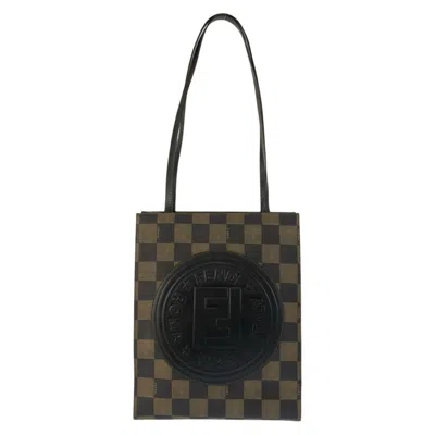Pre-owned Fendi Black Brown Pvc Shoulder Bag Tote Bag () In Multi